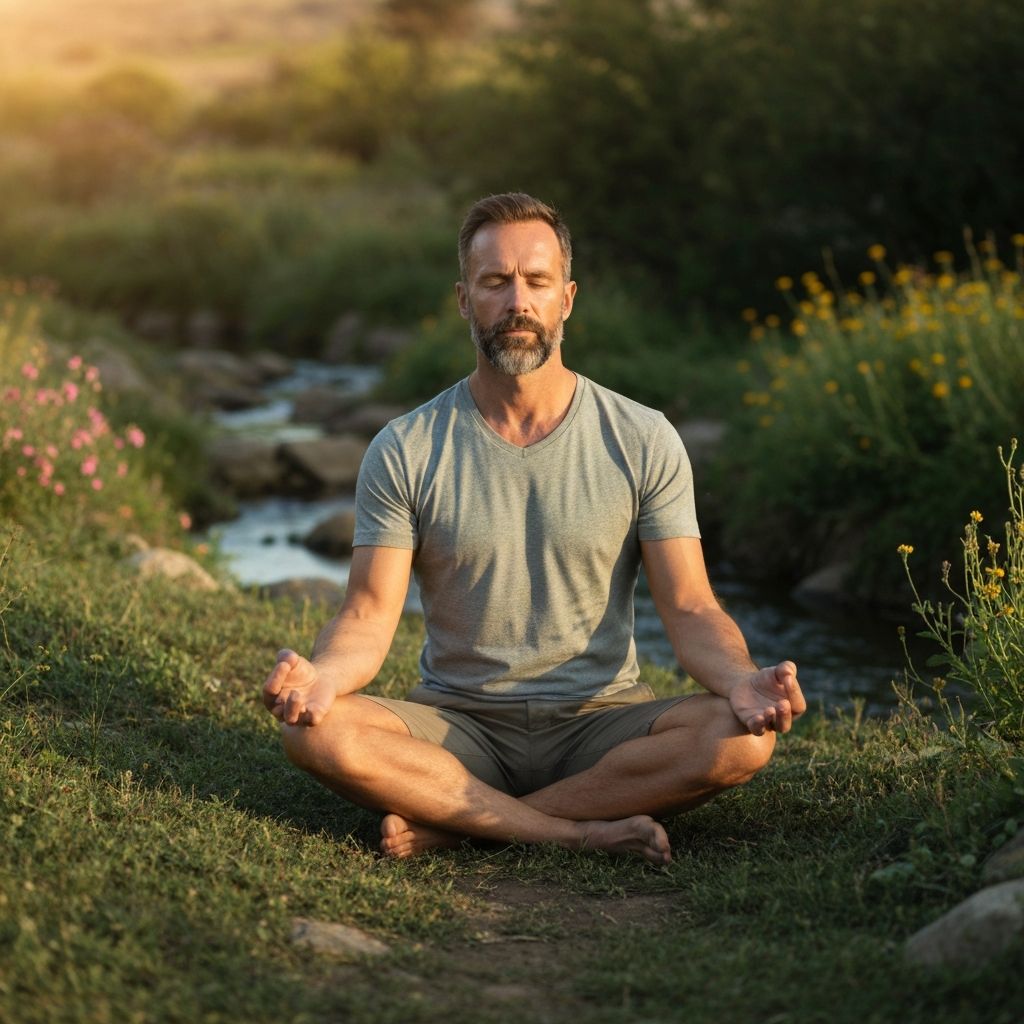 Man in serene natural environment representing holistic wellness